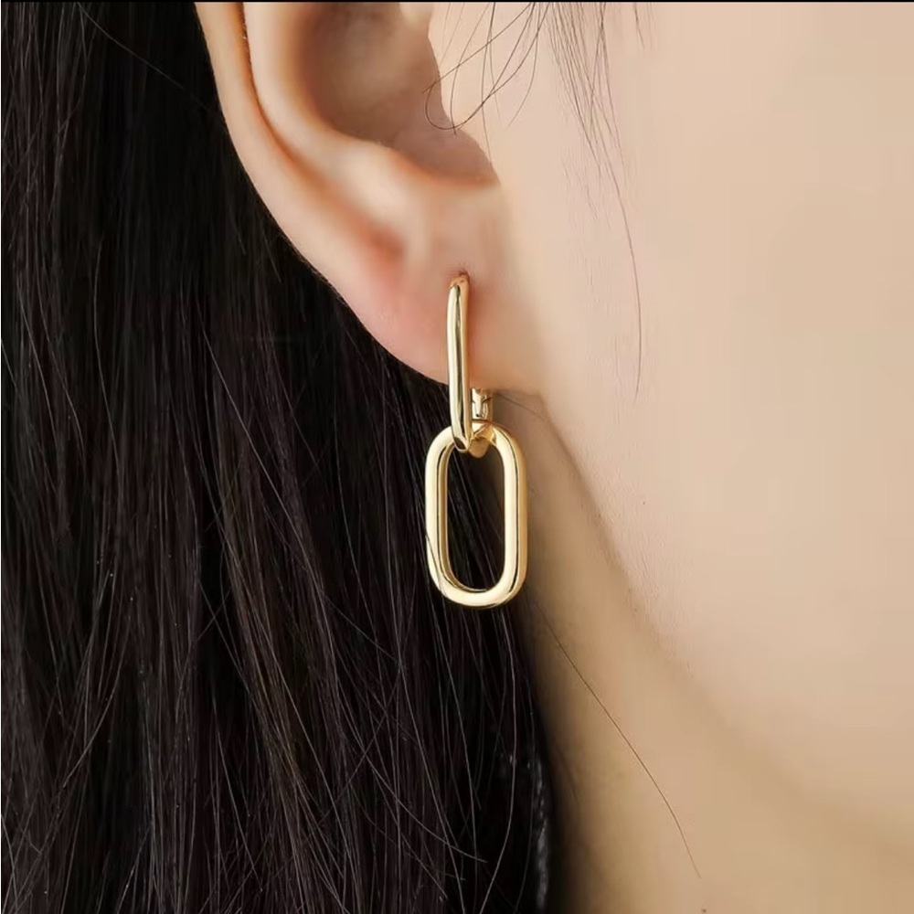 Silver Dangle Cable Link Earrings